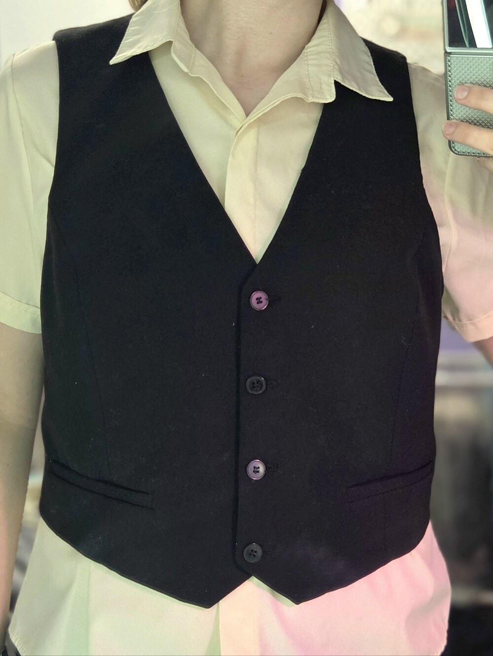 H&M Black Women's Tailored Vest with V-Neck